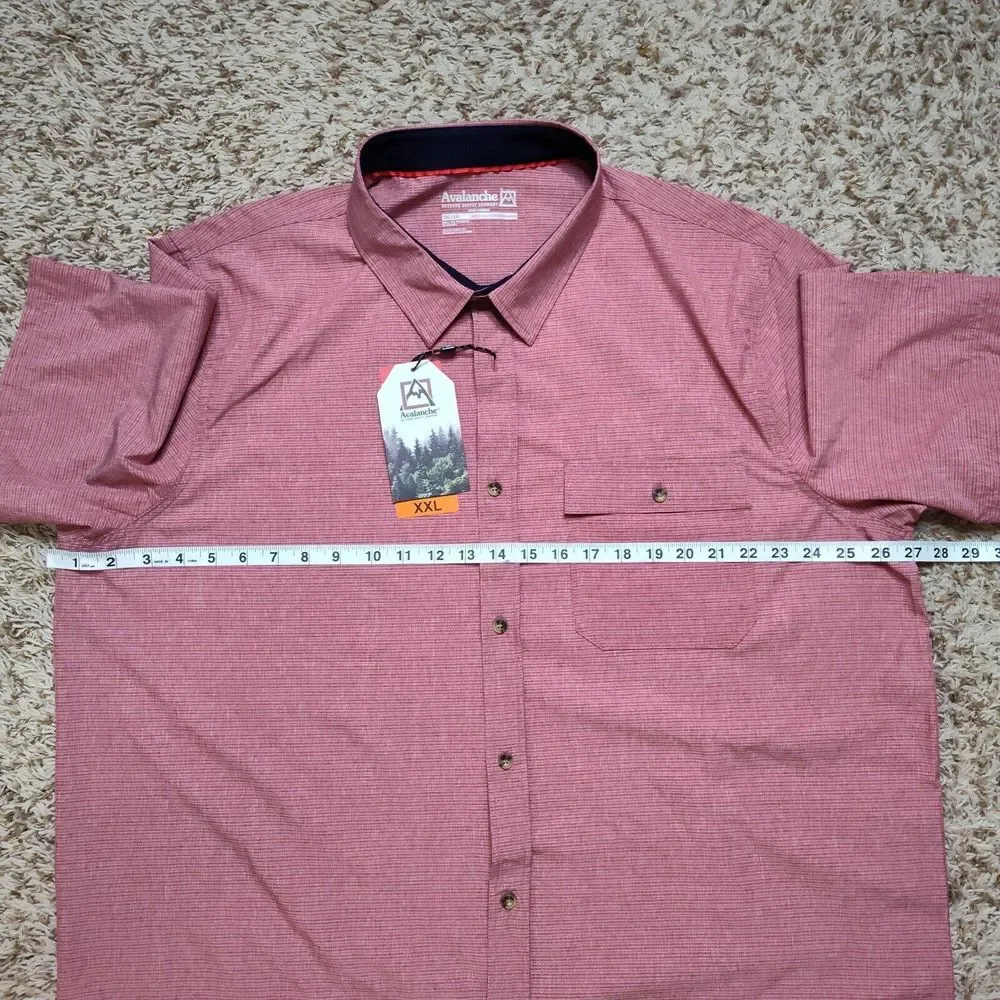 Avalanche Stretch Red Men Sz XXL Short‎ Sleeve Button Up Outdoor Supply Co